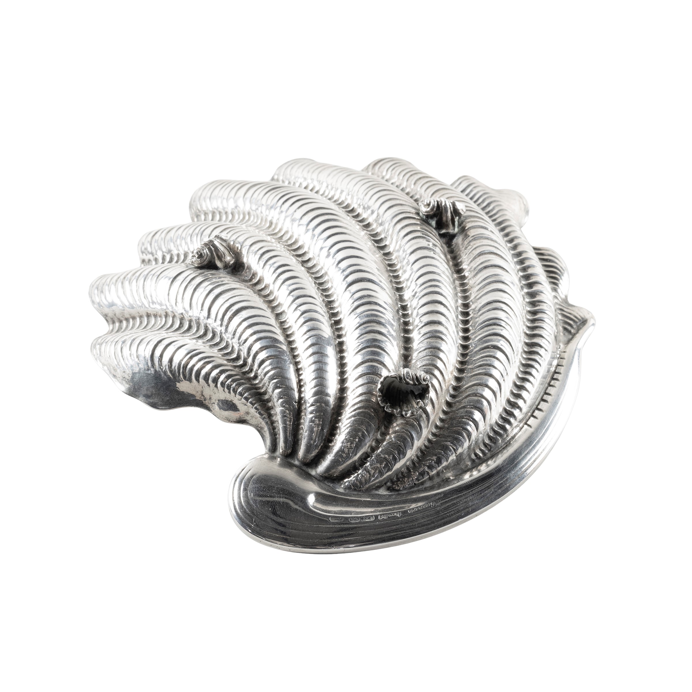 Buccellati, conchiglia in argento (Italia, XX secolo), firmata Gianmaria Buccellati