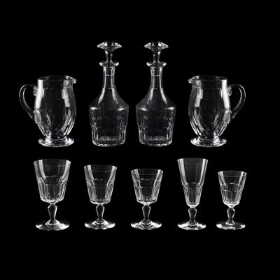 Baccarat, Servizio di bicchieri a calice modello “Biarritz” in cristallo trasparente
