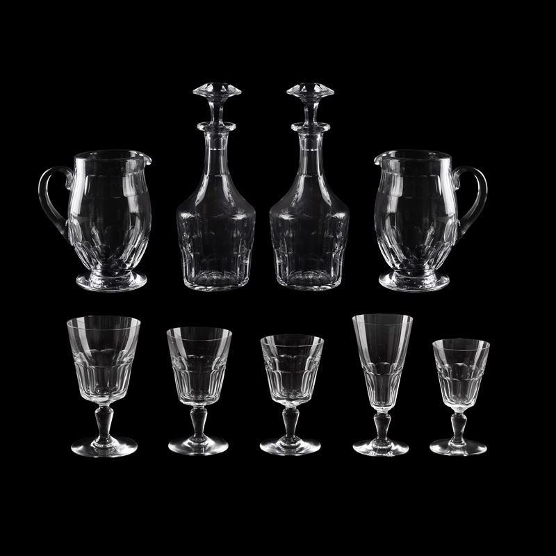 Baccarat, Servizio di bicchieri a calice modello “Biarritz” in cristallo trasparente