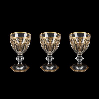 Baccarat, set di 12 bicchieri a calice “Harcourt Empire” in cristallo molato e dorato