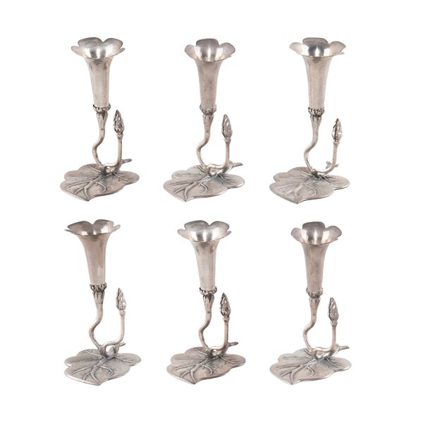 Set of twelve silver place card holders