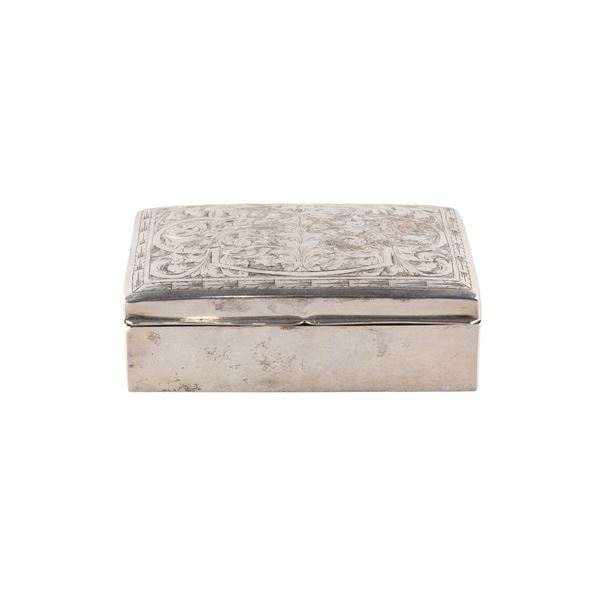 Silver and wood cigarette box