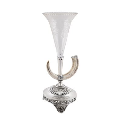 Centrotavola Portafiori in Argento, Metallo, Vetro e Corno