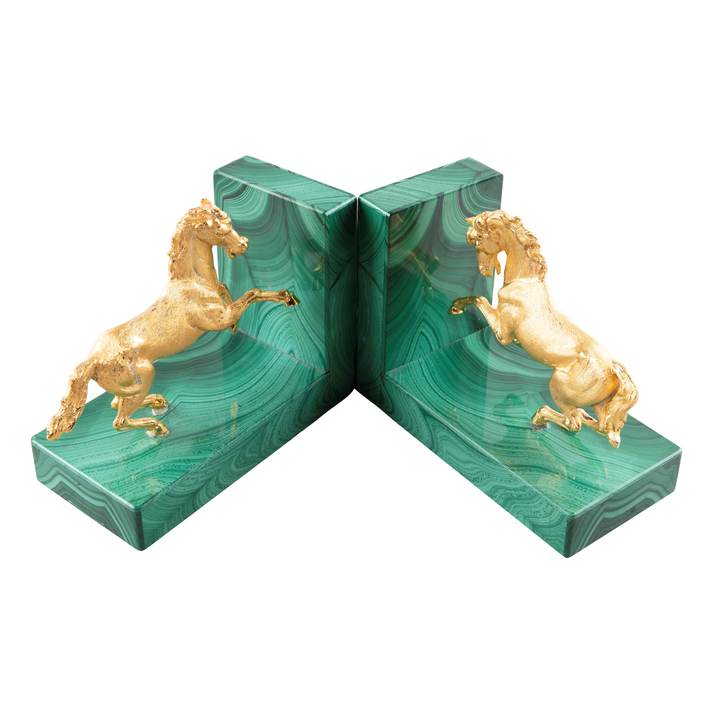 Coppia di segnalibri, vermeil e malachite (Italia, XX secolo)