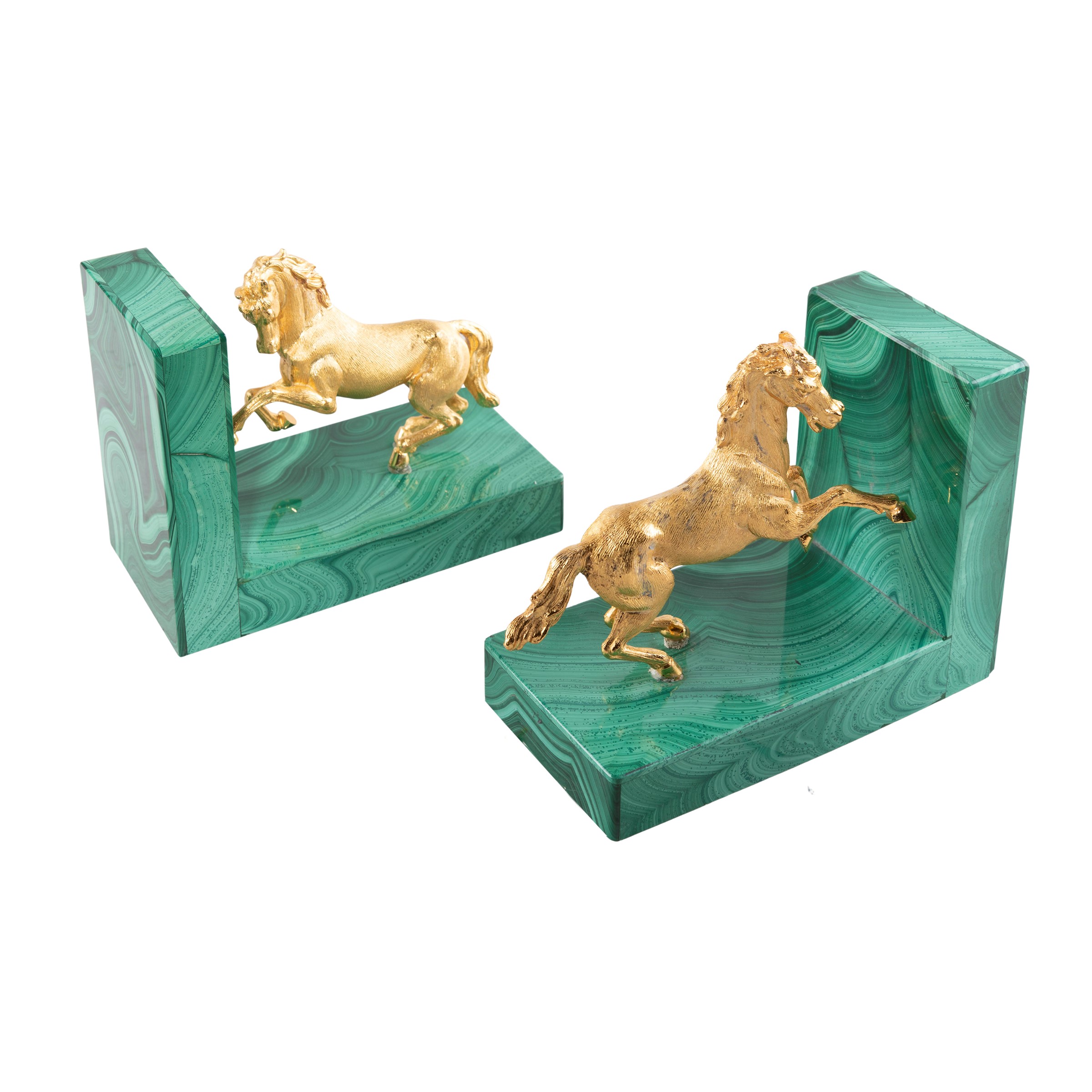 Coppia di segnalibri, vermeil e malachite (Italia, XX secolo)