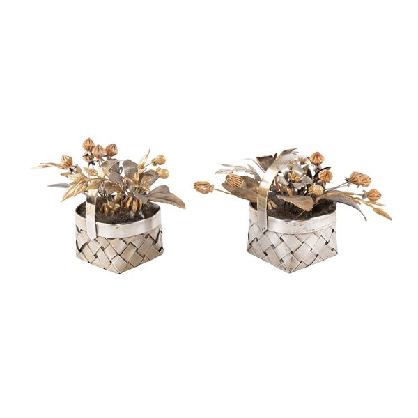 Cartier, pair of silver floral arrangements