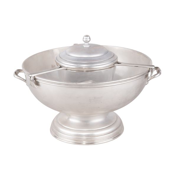 Silvered metal caviar bowl