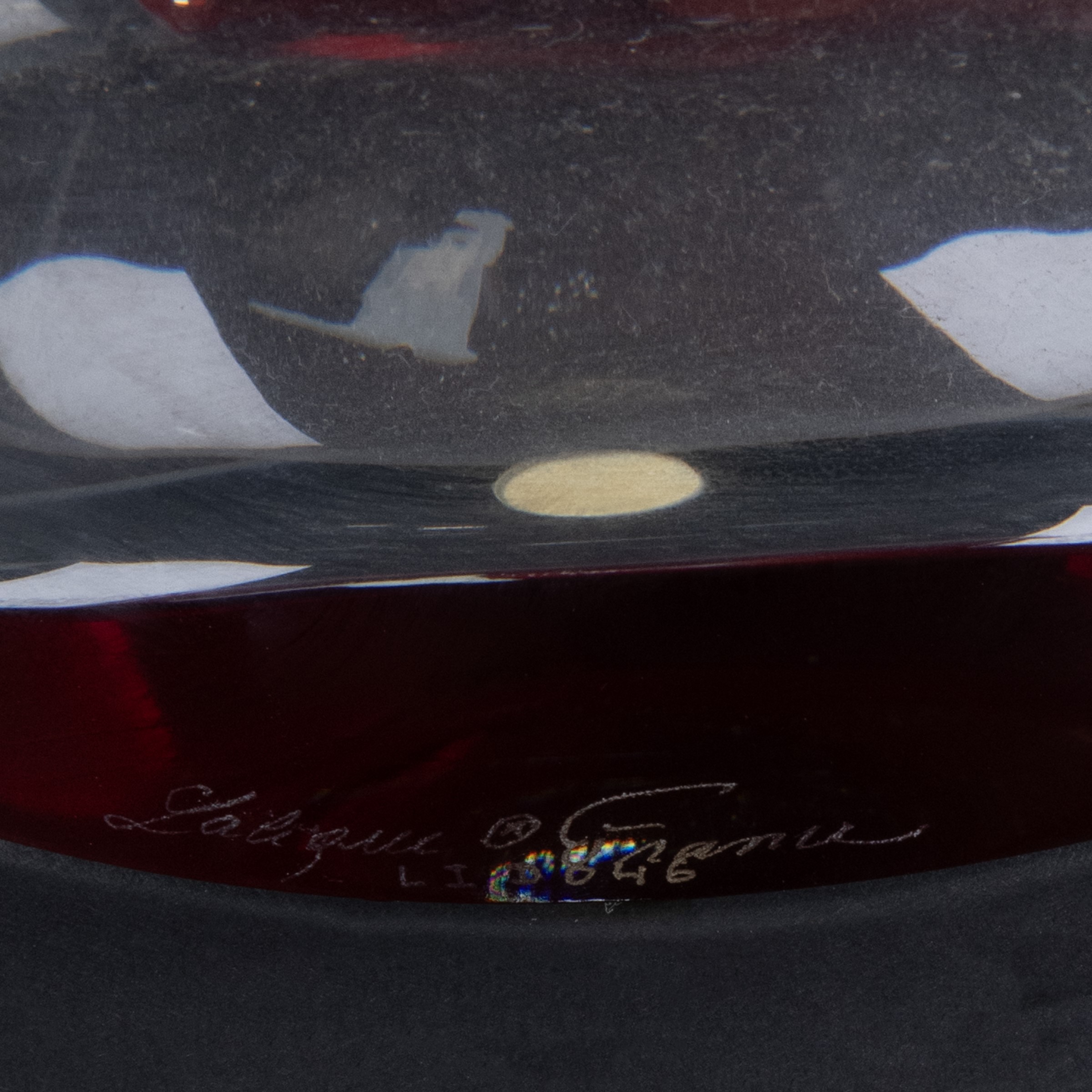 Lalique, Vaso in Cristallo Trasparente e Vetro Colorato