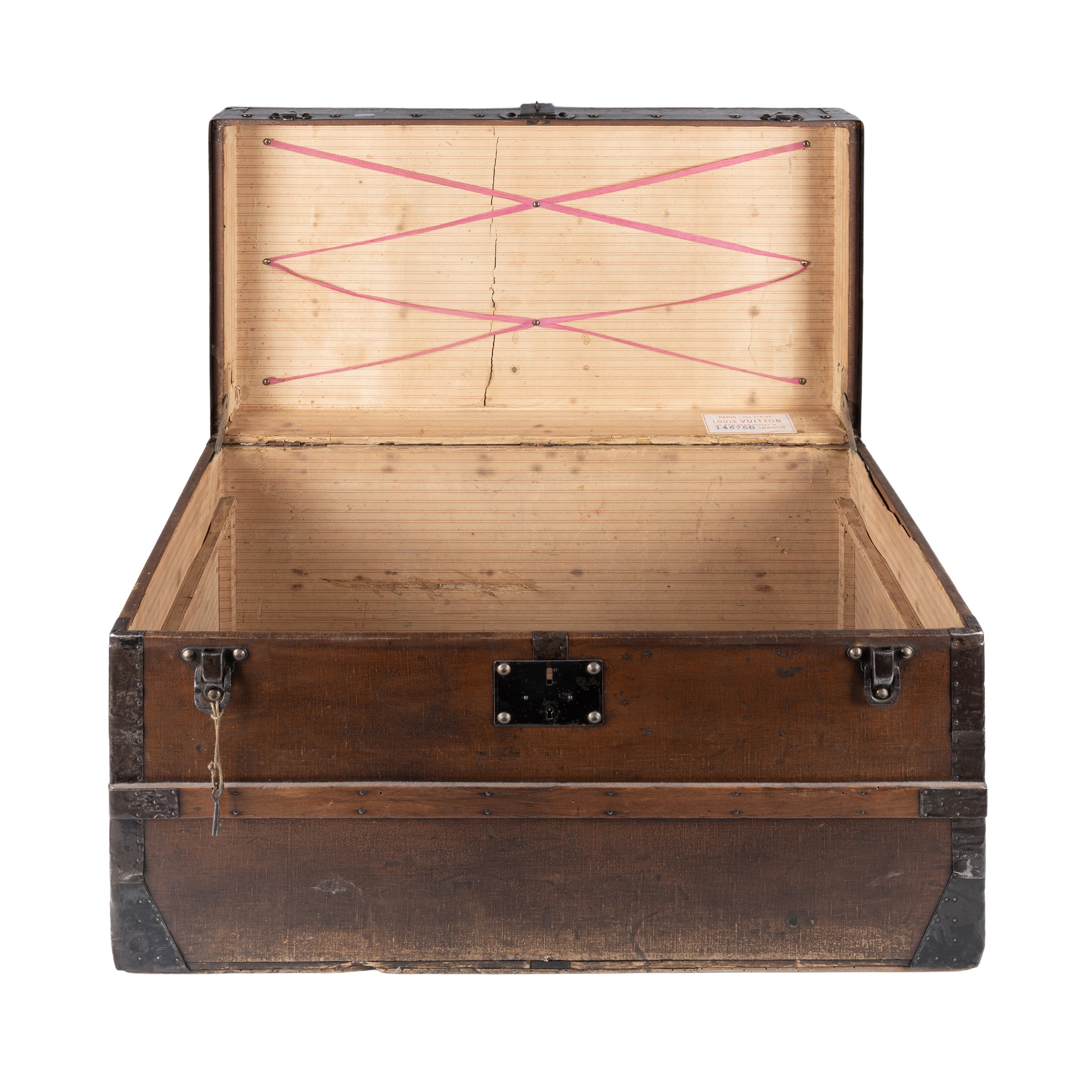 Louis Vuitton, baule da pic-nic in tela con finiture in metallo e ottone, monogramma L.D.