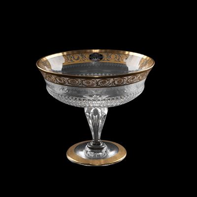 Saint Louis, Alzata in cristallo trasparente e dorato modello "Thistle Gold"
