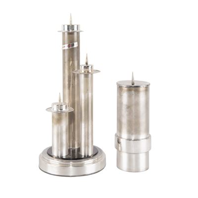 CE.VA study, Candelabro e candeliere in argento e perspex