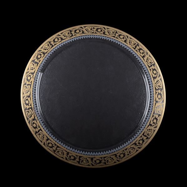 Circular cut glass serving tray