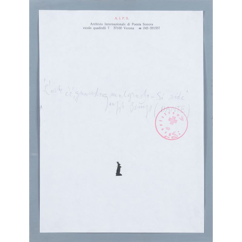 Joseph Beuys - Studio grafico con matita e collage su carta intestata dell’A.I.P.S. di Verona