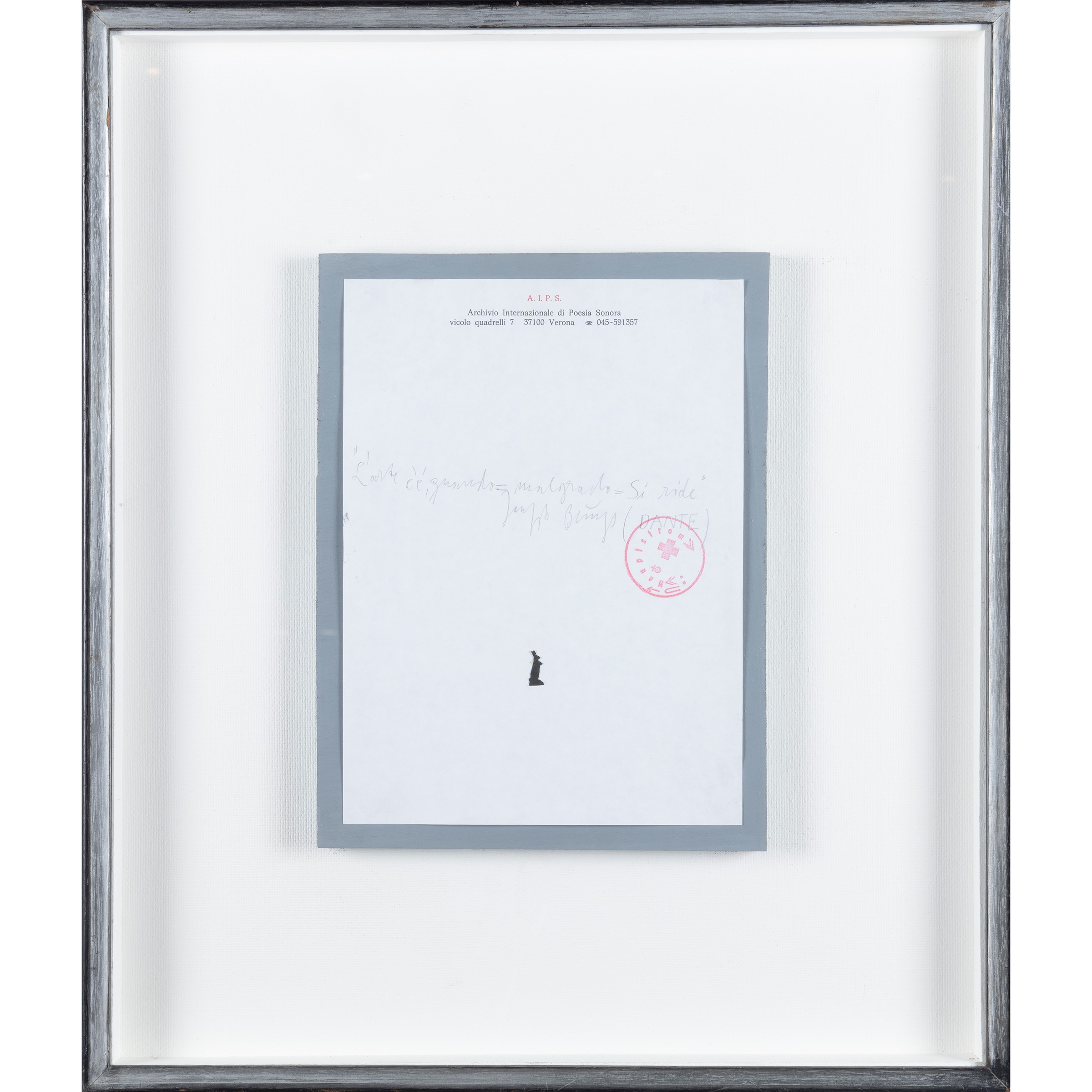 Joseph Beuys - Studio grafico con matita e collage su carta intestata dell’A.I.P.S. di Verona