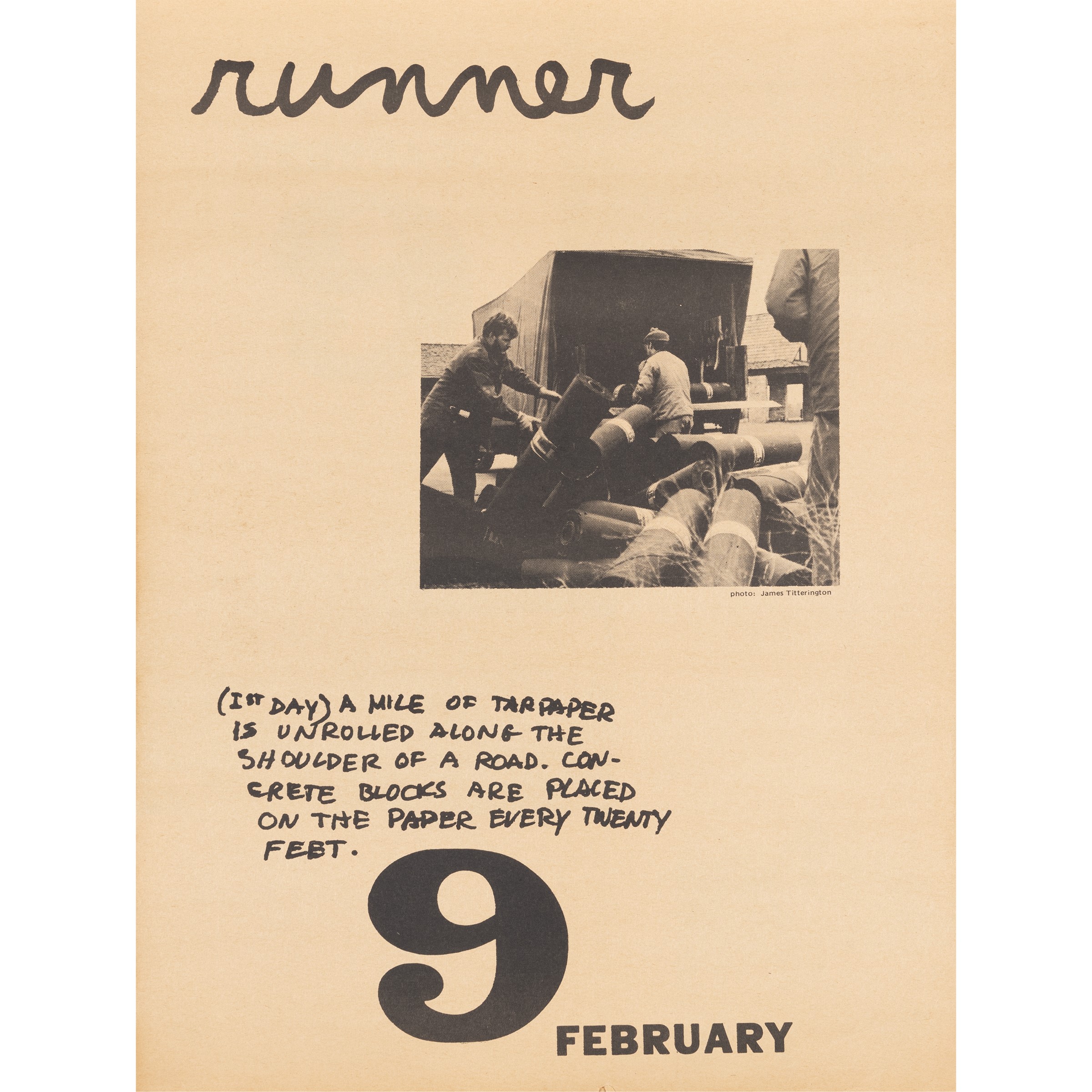 Allan Kaprow - Days off – A Calendar of happenings, stampa su carta, 1970