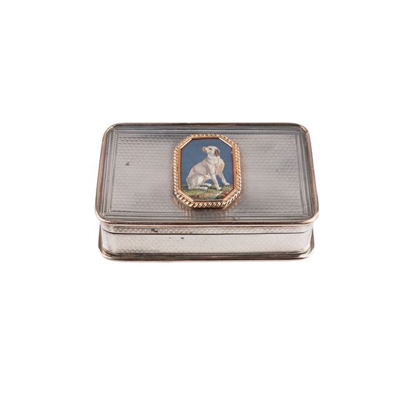 Silver, gold and micromosaic snuffbox