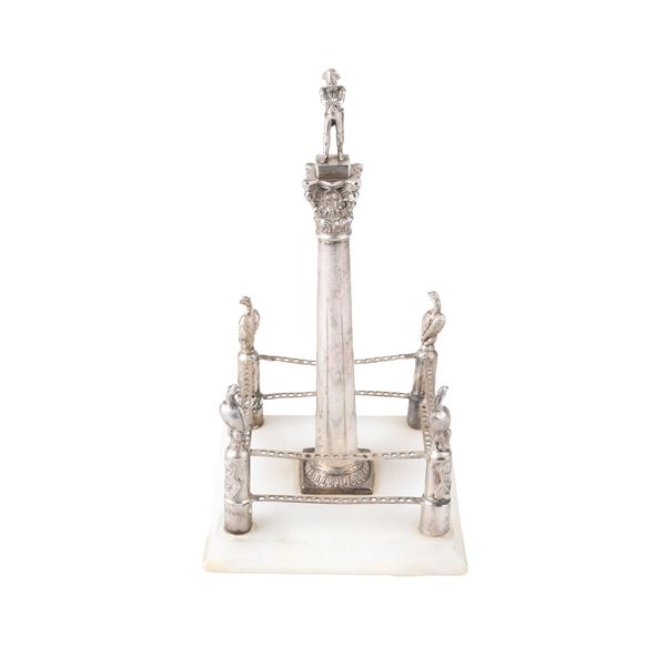 Column model with Napoleon in silver and stone
