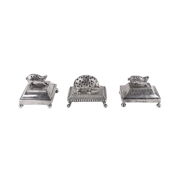Group of 3 silver toothpick holders