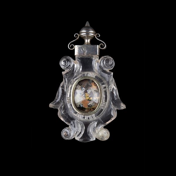 Devotional reliquary in carved rock crystal and silver