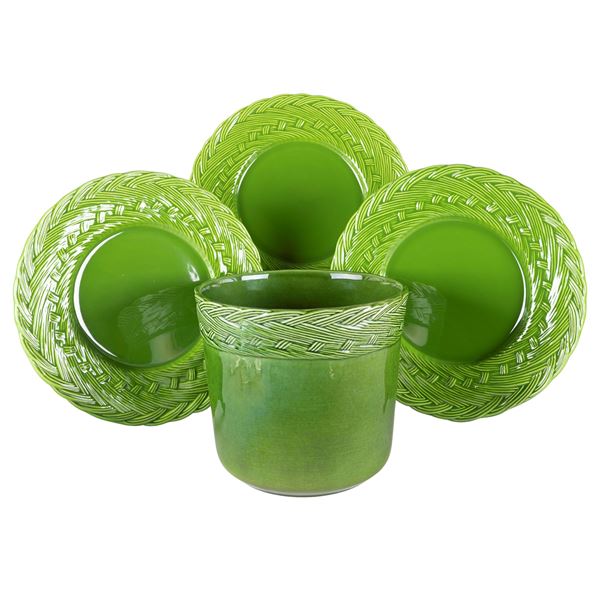 Este Ceramiche, green glazed ceramic set