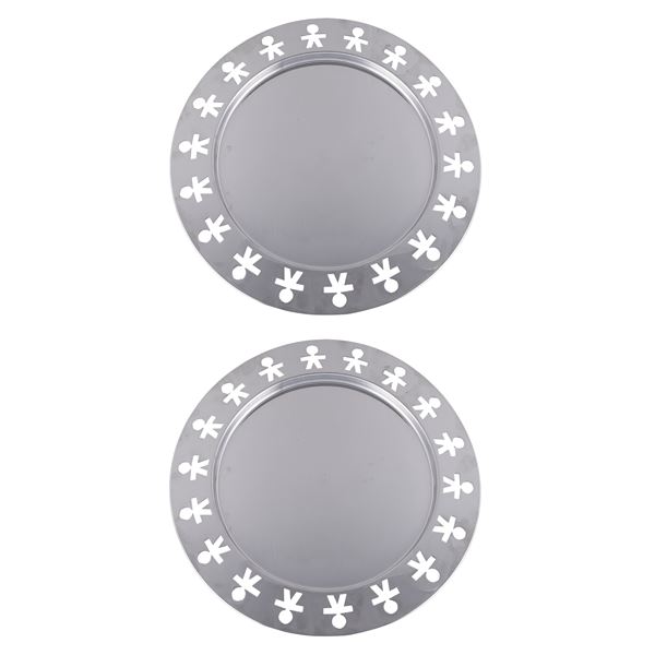 Alessi, coppia di vassoi circolari