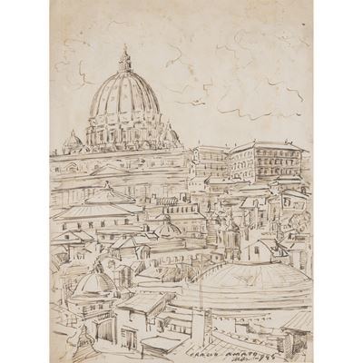 "veduta di Roma con Cupola di San Pietro"