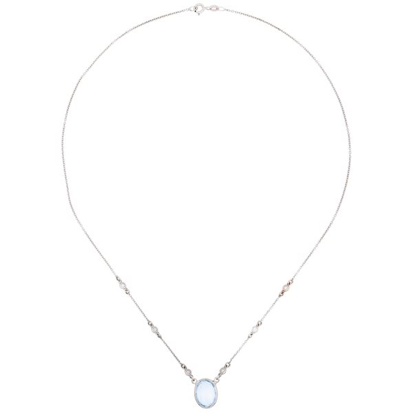 18kt white gold aquamarine and diamond necklace