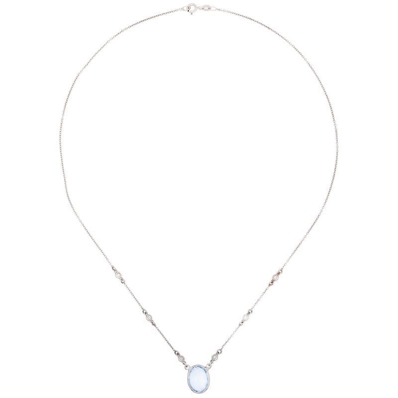 Girocollo in Oro Bianco 18kt Acquamarina e Diamanti