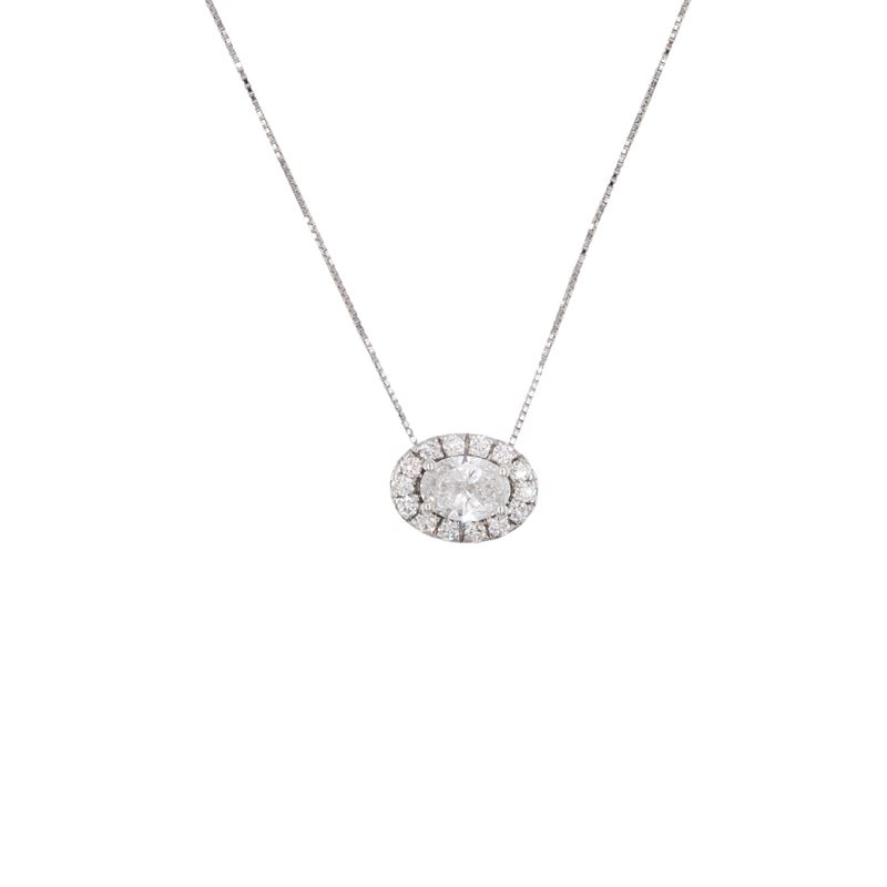Girocollo in Oro Bianco 18kt con Diamante
