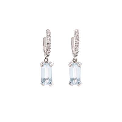 Orecchini Pendenti in Oro Bianco 18kt Acquamarine e Diamanti