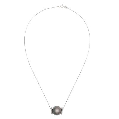 Girocollo in Oro Bianco 18kt Perla Tahiti e Diamanti