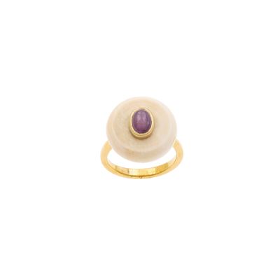 Anello in Oro Giallo 18kt Osso e Rubino