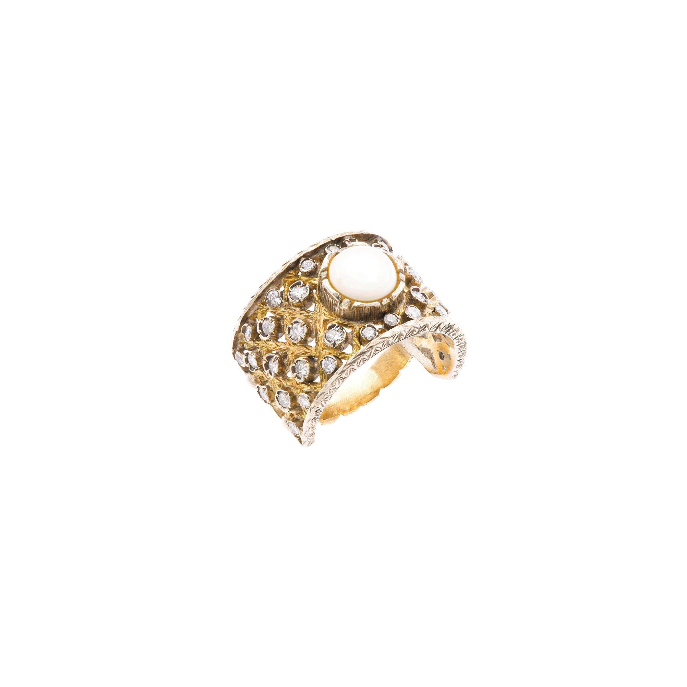 Anello a Fascia in Oro Giallo 18kt e Platino