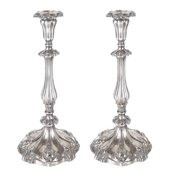 Pair of silver candlesticks