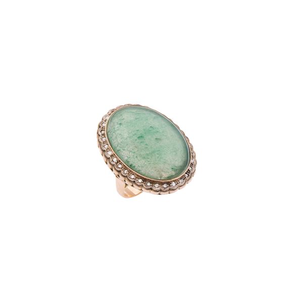 Antico anello in oro giallo 14kt e argento