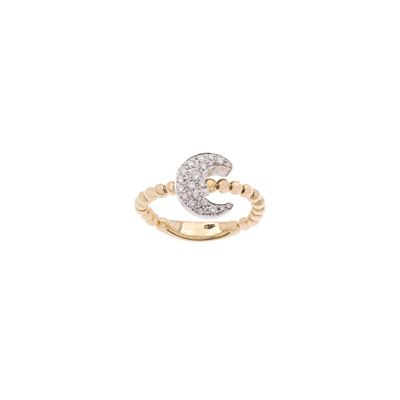Anello Mezzaluna in Oro Giallo e Bianco 18kt con Diamanti