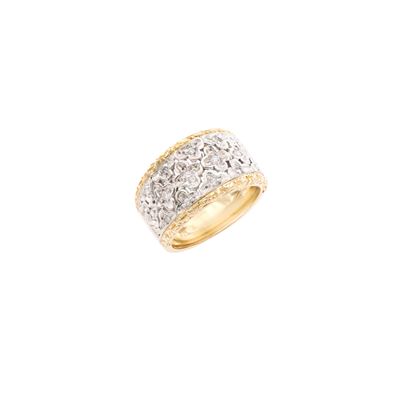 Anello a Fascia in Oro a Due Colori 18kt e Diamanti