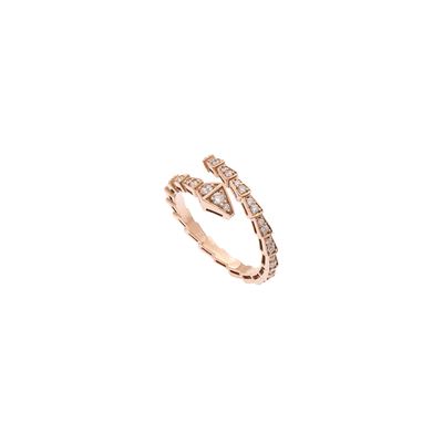 Anello a serpente in oro rosa 18 kt con diamanti
