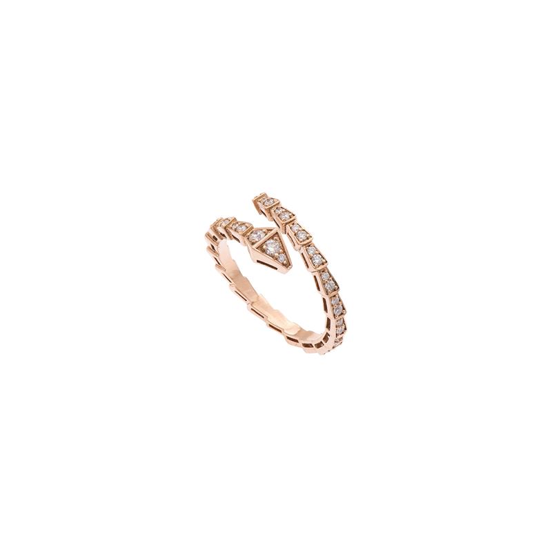 Anello a serpente in oro rosa 18 kt con diamanti
