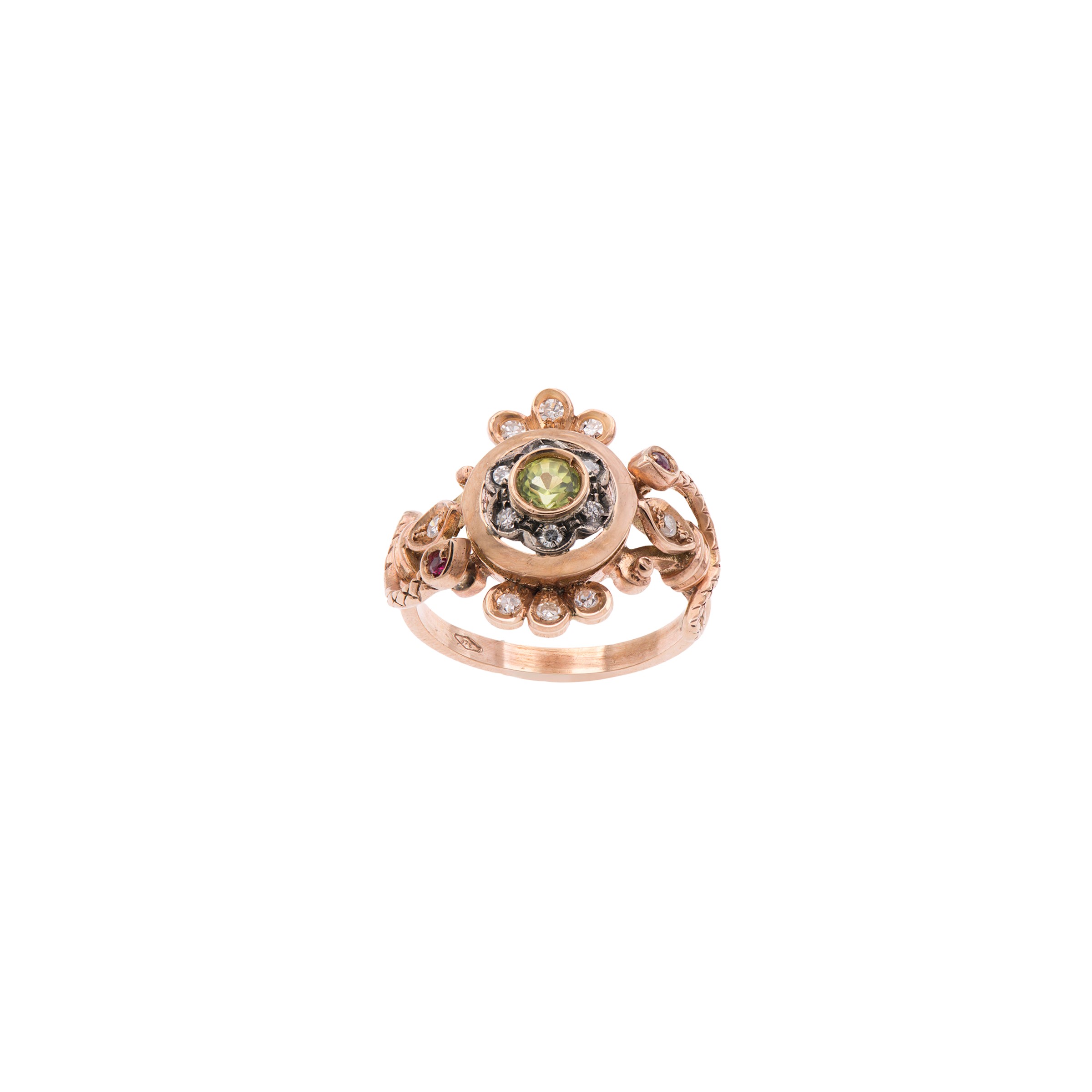 Antico Anello con Serpenti ai Lati in Oro Rosa 9kt