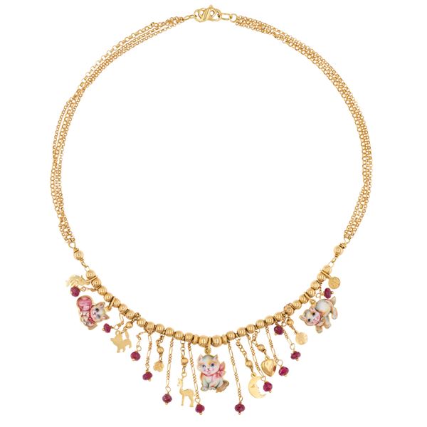 girocollo con pendenti in oro giallo 18kt