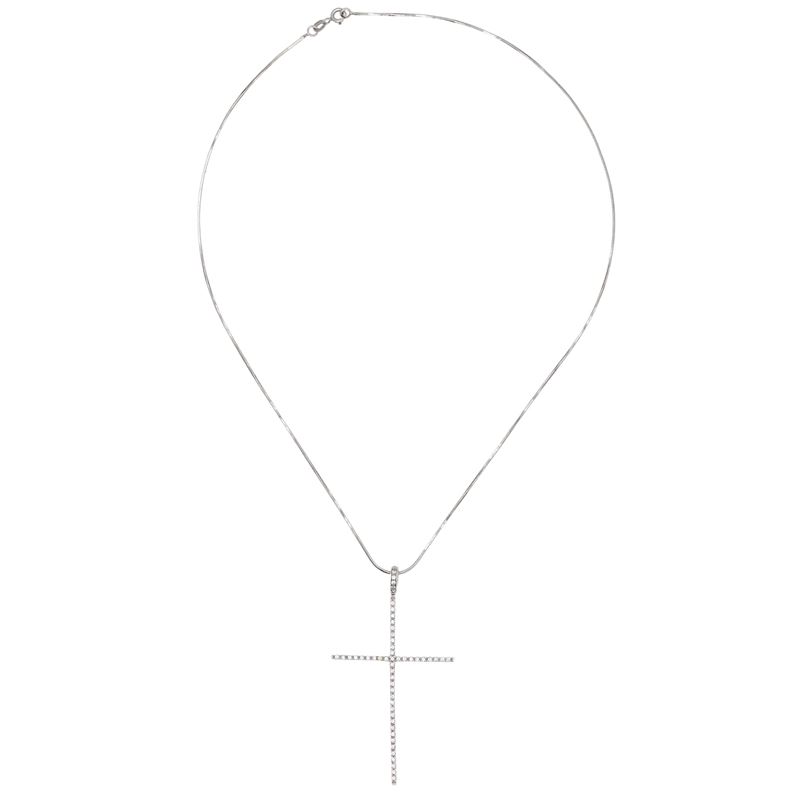 Pendente Croce in Oro Bianco 18kt e Diamanti