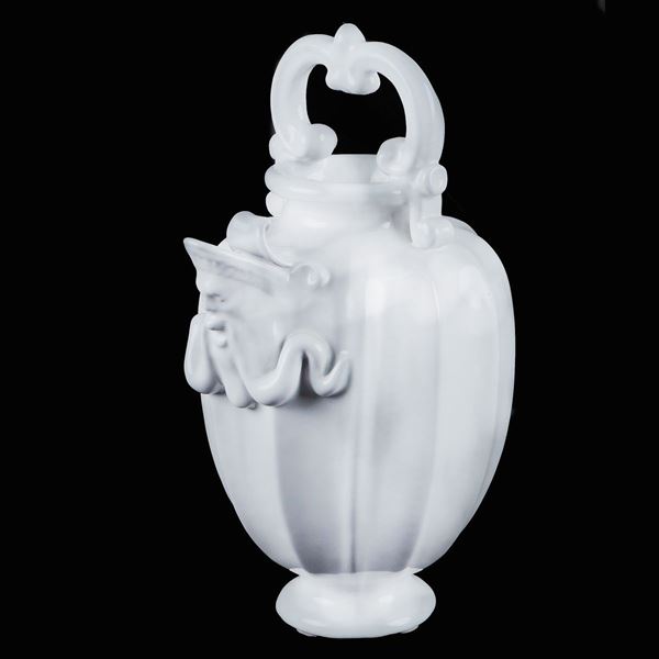 A white enamel vase