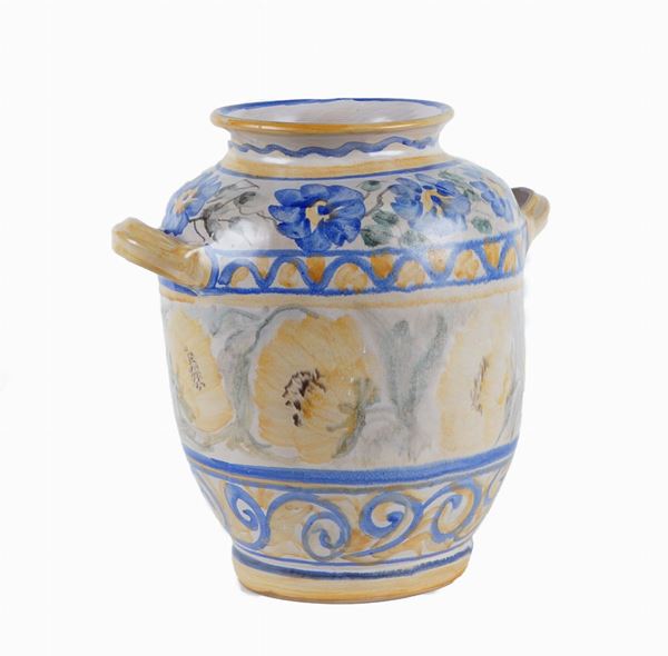 Vaso in ceramica policroma  (Puglia, XX Sec.)  - Asta ASTA A TEMPO  - Colasanti Casa d'Aste