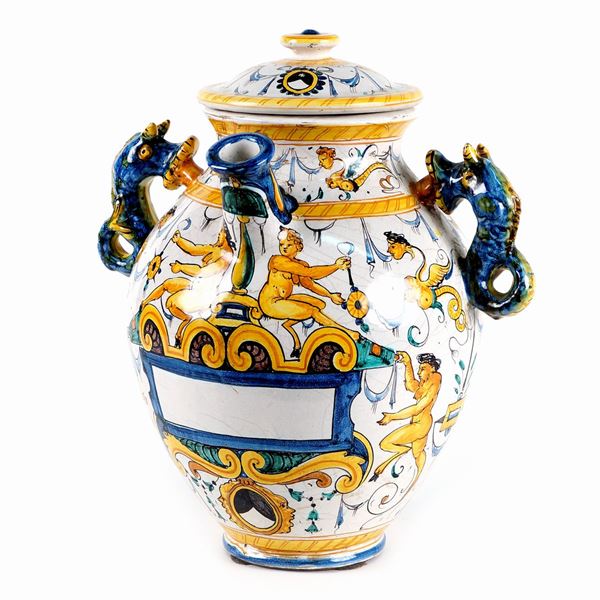 An Italian ceramic apothecary vase