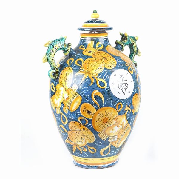 Orcio in ceramica smaltata con coperchio