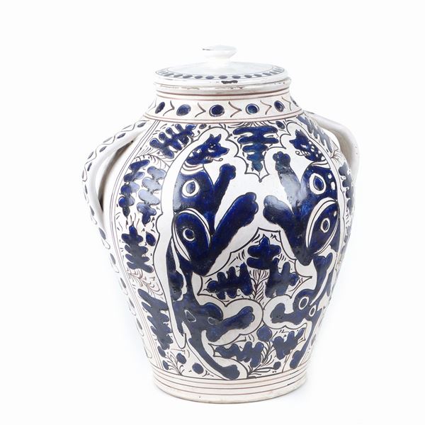 A enamel ceramic vase with cover