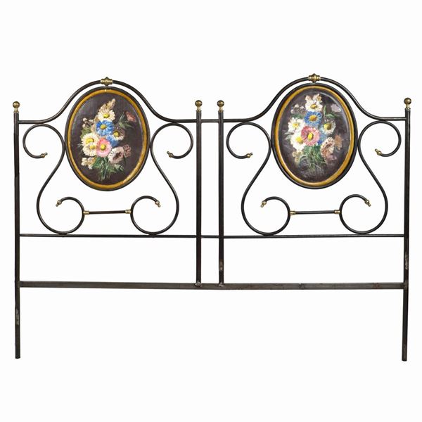 An iron headboard