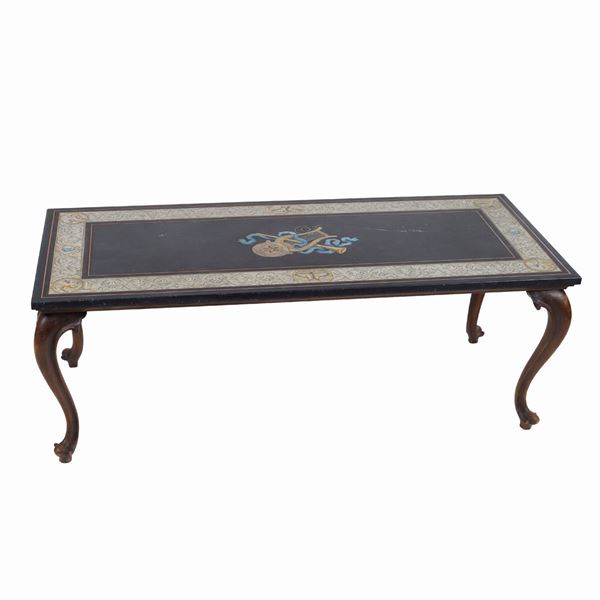 A black marble top table
