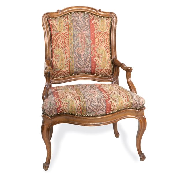 An Italian Luois XV walnut armchair  (19th century)  - Auction Online Christmas Auction - Colasanti Casa d'Aste